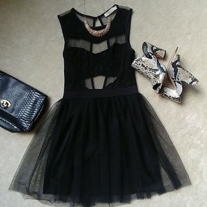 Black Lace Cut Out Coctail Dress